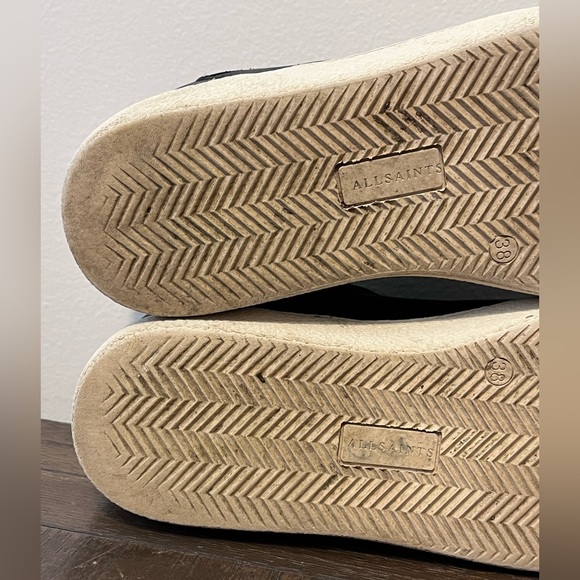 AllSaints Sheer Black Leather Distressed Sneakers Size 38 Women’s US size 8 - Picture 11 of 11